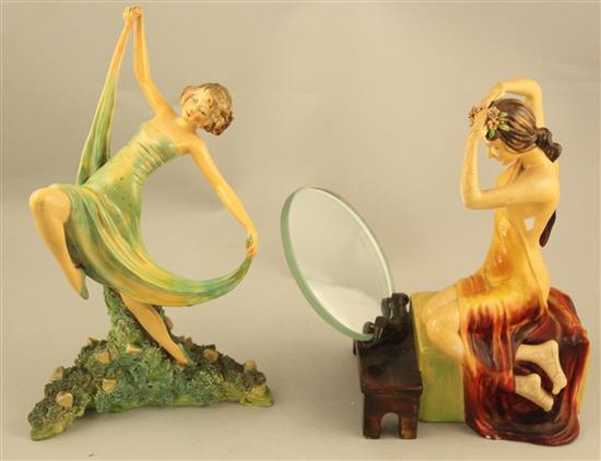 Two Wade Art Deco cellulose glazed figures of Blossoms and Springtime, 1930s, 20cm and 23.5cm